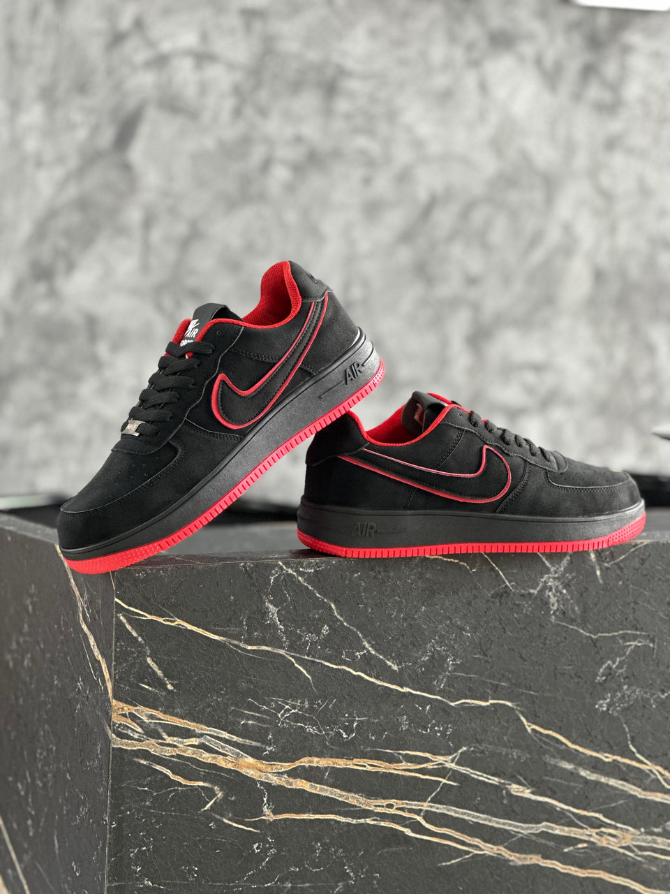 NIKE AIRFORCE 1 LOW BLACK AND RED LIMITED EDITION!!!