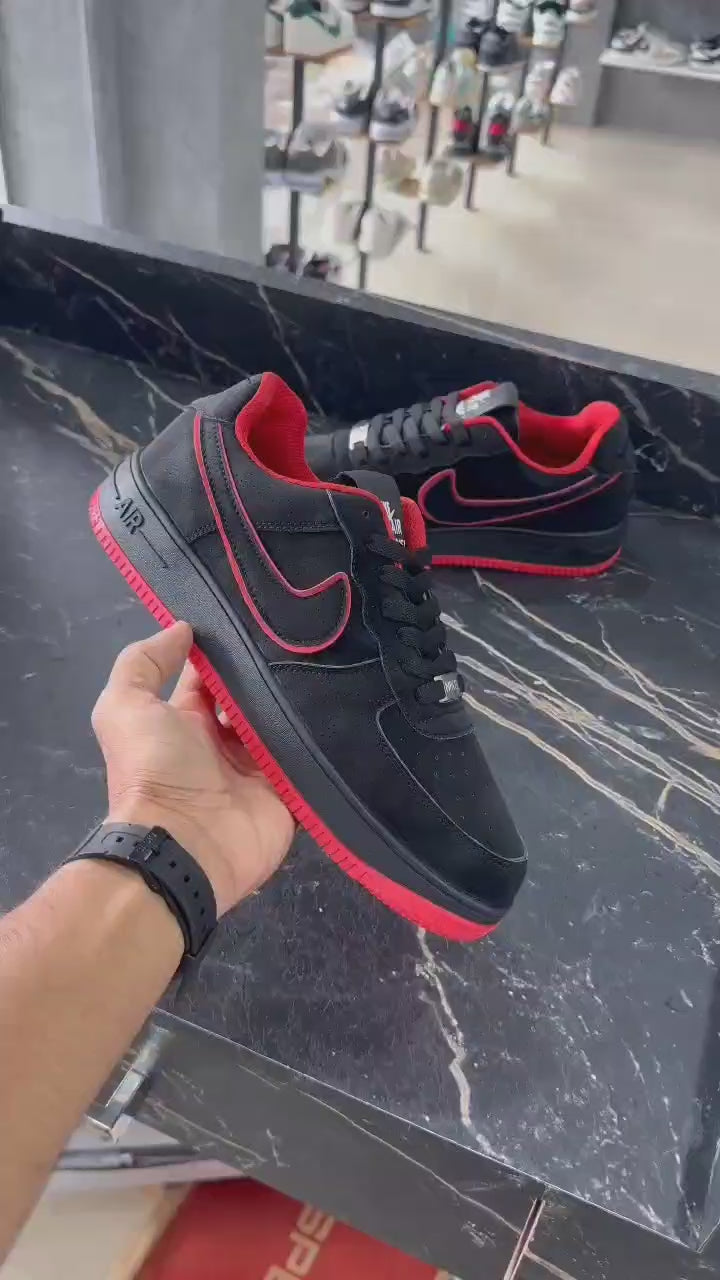 NIKE AIRFORCE 1 LOW BLACK AND RED LIMITED EDITION!!!