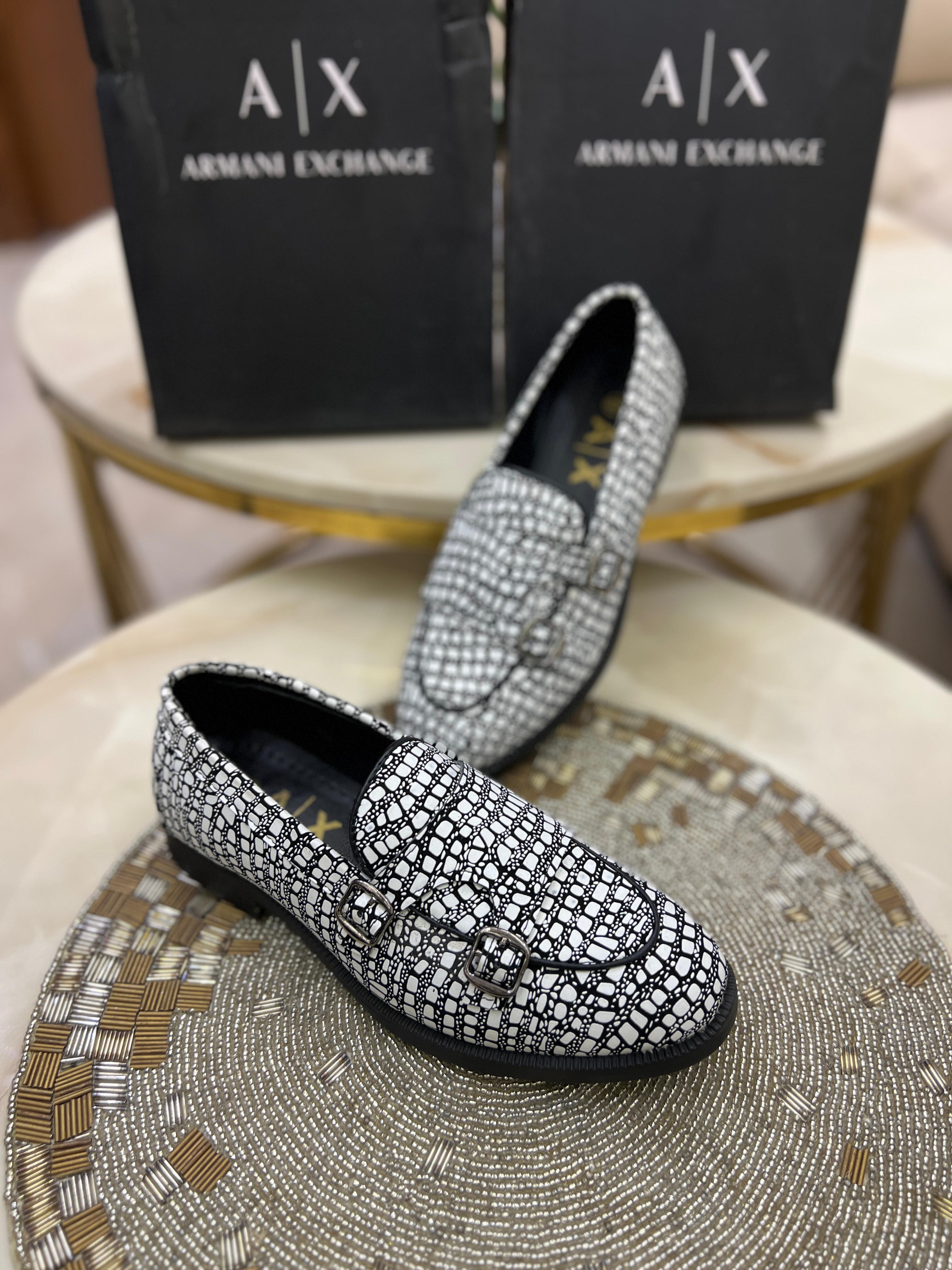 ARMANI EXCHANGE SILVER LOAFERS